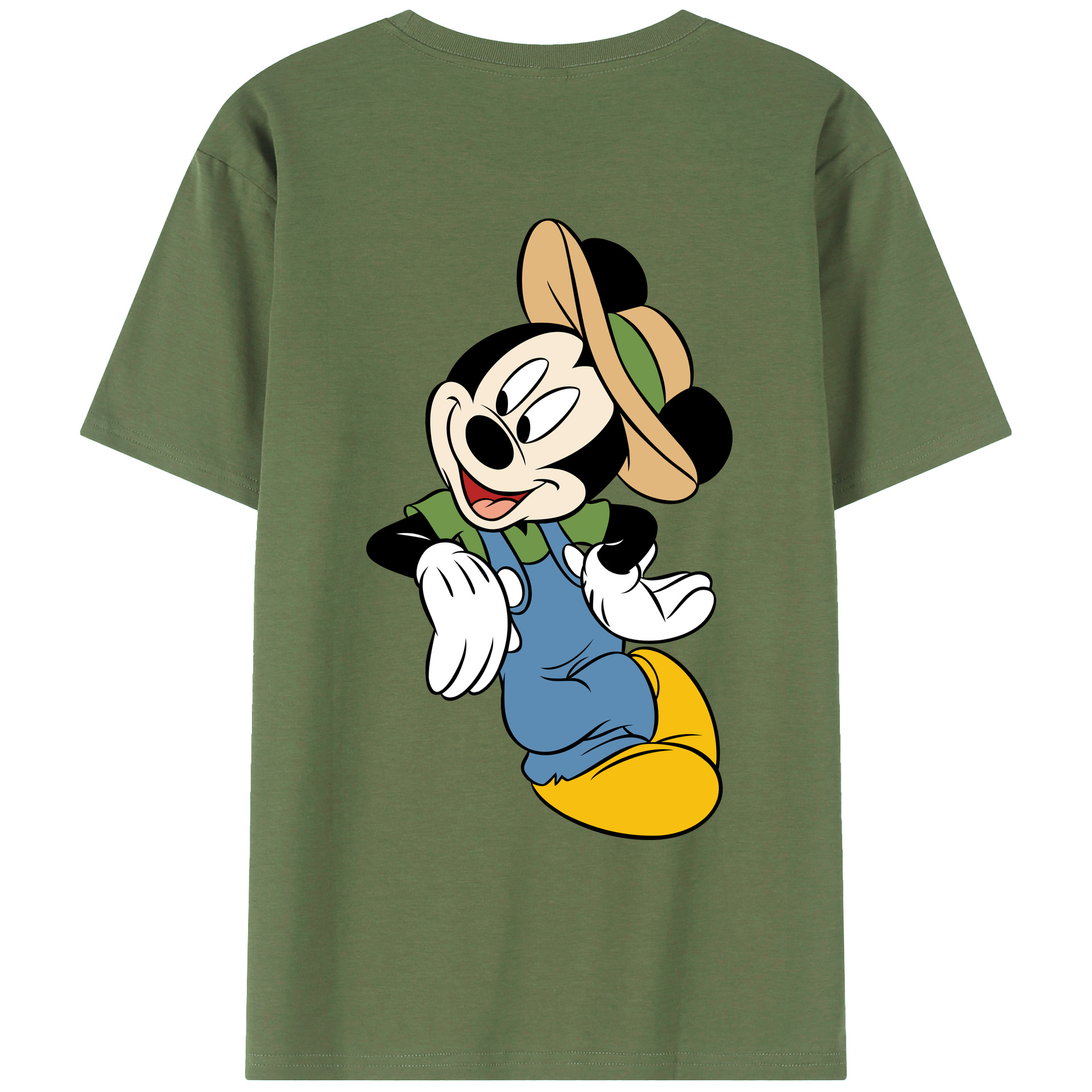 ミッキーマウス Mickey Mouse 綿100％ メンズ半袖Tシャツ（バックプリント） 通気性